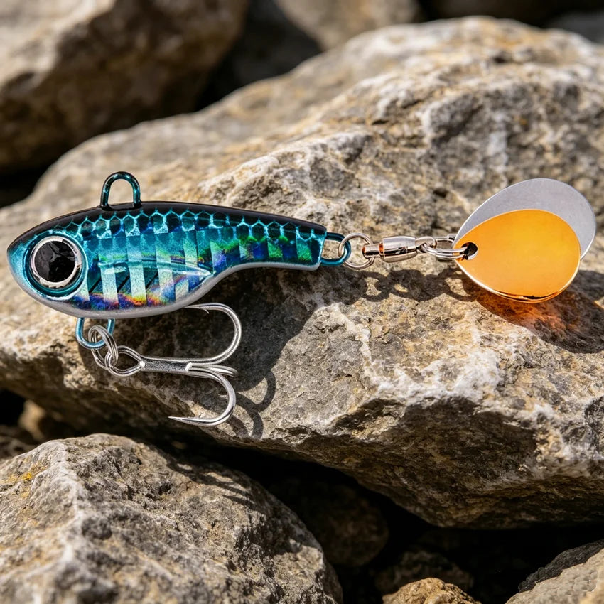 1PCS Metal Spinner Bait Metal VIB Fishing Lure 20g 17g-8g 5g Rotating Tail Vibration Sequins Japan Wobbler Trolling Bait Pesca - Fishing Tackle from Linloft.