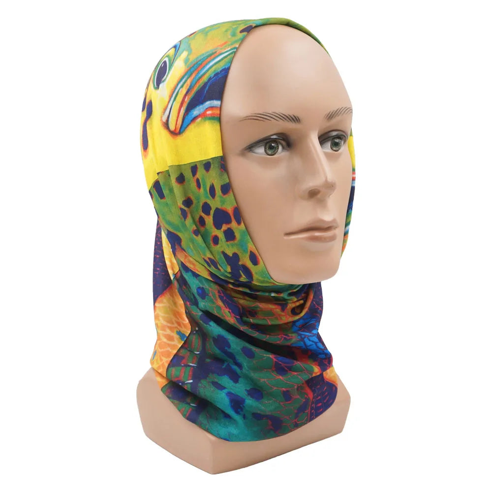 Fish Patern Angling Face Cover Mask Sun Protective Bandana Men Women Outdoor Fishing Balaclava Neck Gaiter Multiuse Headscarf