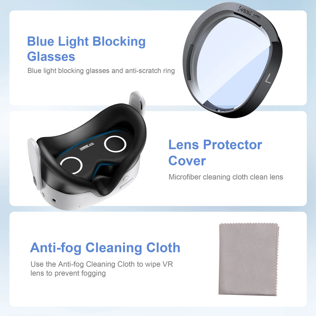 STARTRC Lens Protector Set Compatible with Meta Quest 3S Accessories, Soft Lens Protector Cover, Glasses Spacer with Blue Light Blocking Glasses for Oculus Quest 3S/Quest 2 (Not Fit for Quest 3) - Camera & Optic Accessories from Linloft.