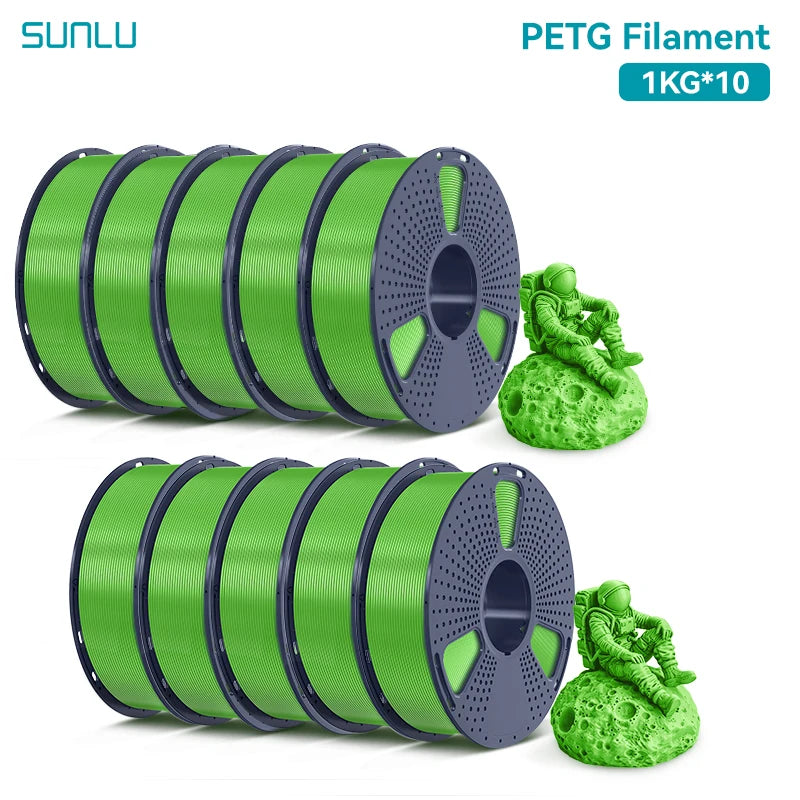 SUNLU PETG Filament 10KG 1.75MM 22LBS No Bubble Odorless Arrange Neatly Good Toughness BIodegradable High Transparency - 3D Printing Accessories from Linloft.