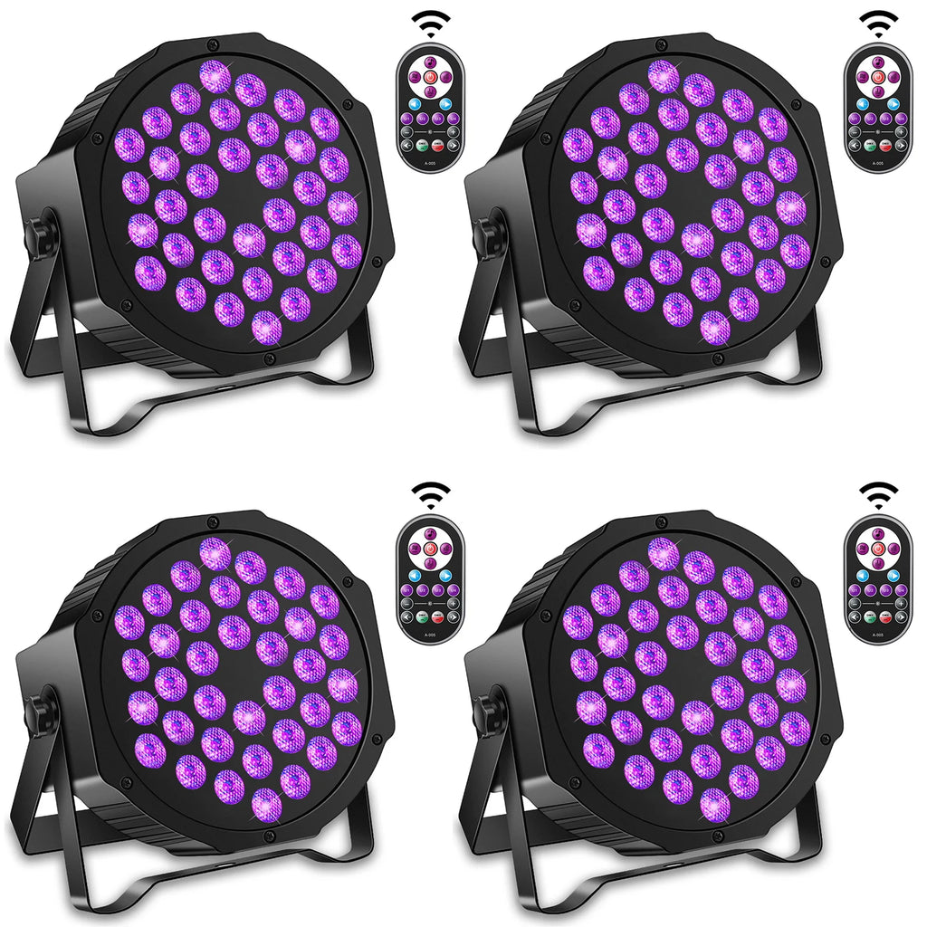 U'King 4PCS 36 LED Stage Flat Par Lighting 36W UV Blacklight DMX512 Effect for DJ Disco Party Christmas Bar Club Show Lights