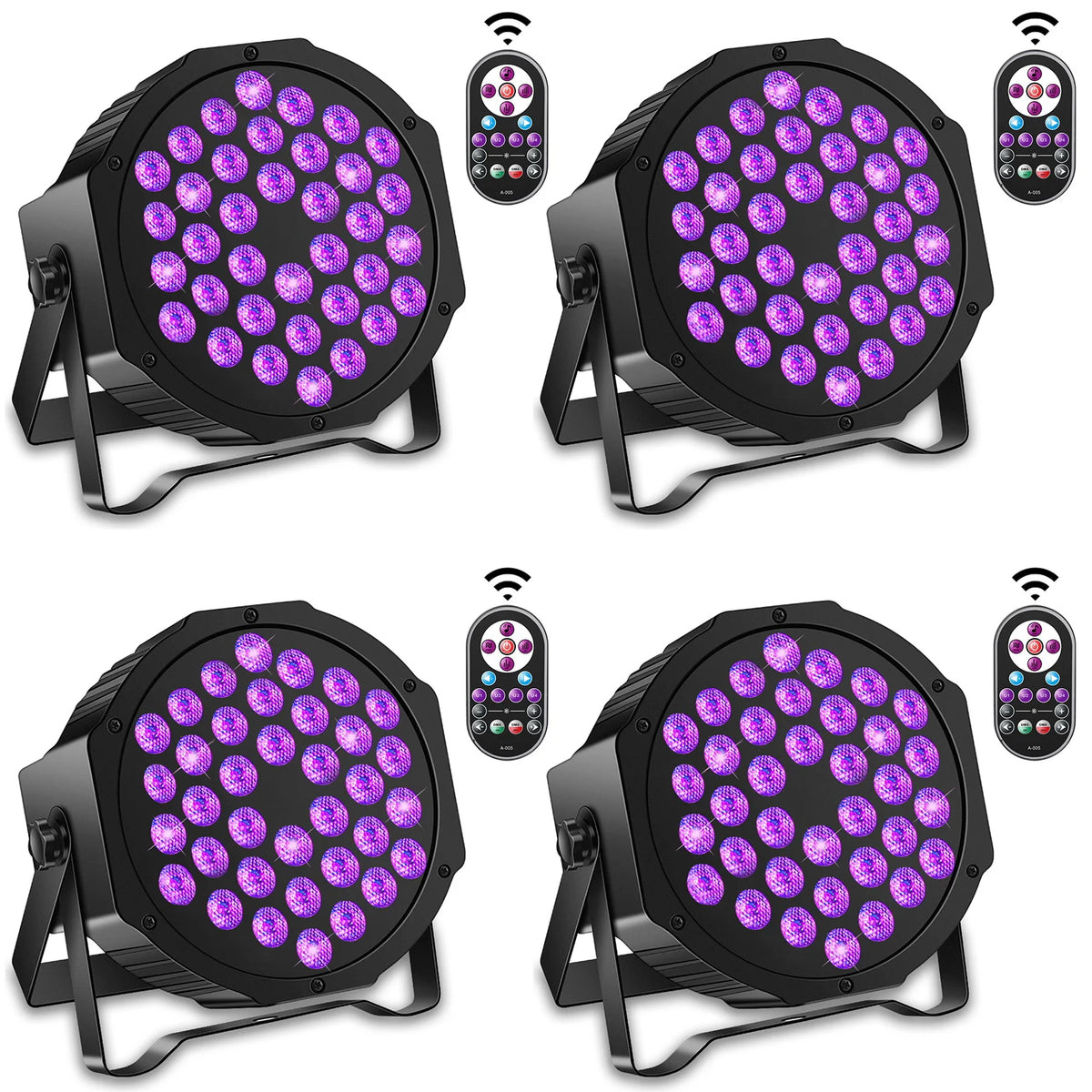 U'King 4PCS 36 LED Stage Flat Par Lighting 36W UV Blacklight DMX512 Effect for DJ Disco Party Christmas Bar Club Show Lights