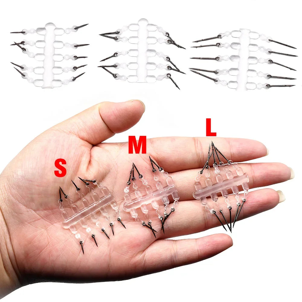 10Pcs Metal Bait Spike Carp Bait Spike Sting Boilies Pin with Clear Stops Rubber Corn Ronnie Hair Rig Fishing Accessories