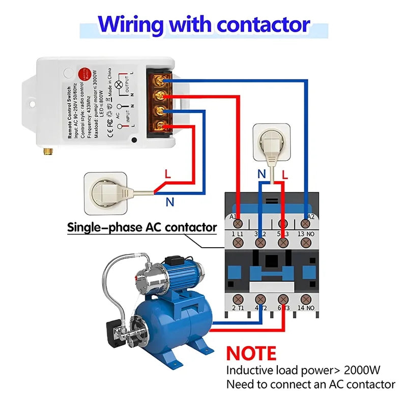 433 Mhz Remote Control Universal Wireless Remote Switch AC 220V 30A Relay Receiver 1000m RF Transmitter for Water Pump / Farm