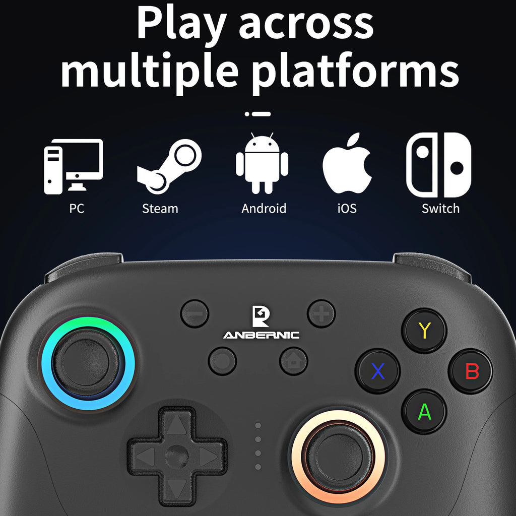 ANBERNIC RG P01 Retro Games Controller Wired/Wireless Bluetooth RGB Hall Effect Joystick XBOX Gamepad for PC Android IOS Steam - Gaming Accessories from Linloft.