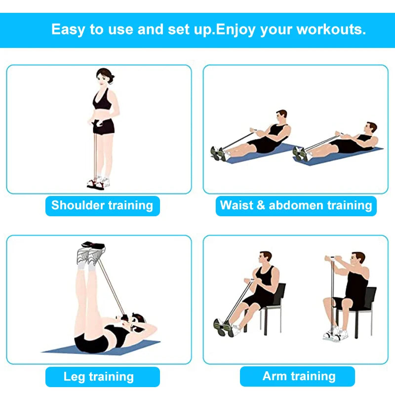 4-Tube Pedal Resistance Band Set