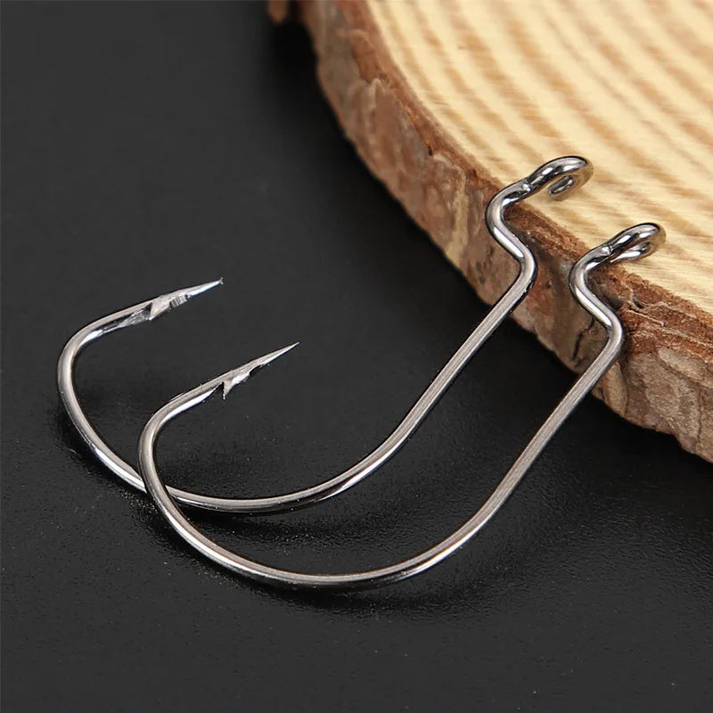 JYJ 100pcs a lot offset fishing hook , #5/0 #1/0 #1 ...#8 all sizes of high carbon steel for soft worm lure bait with big eyes