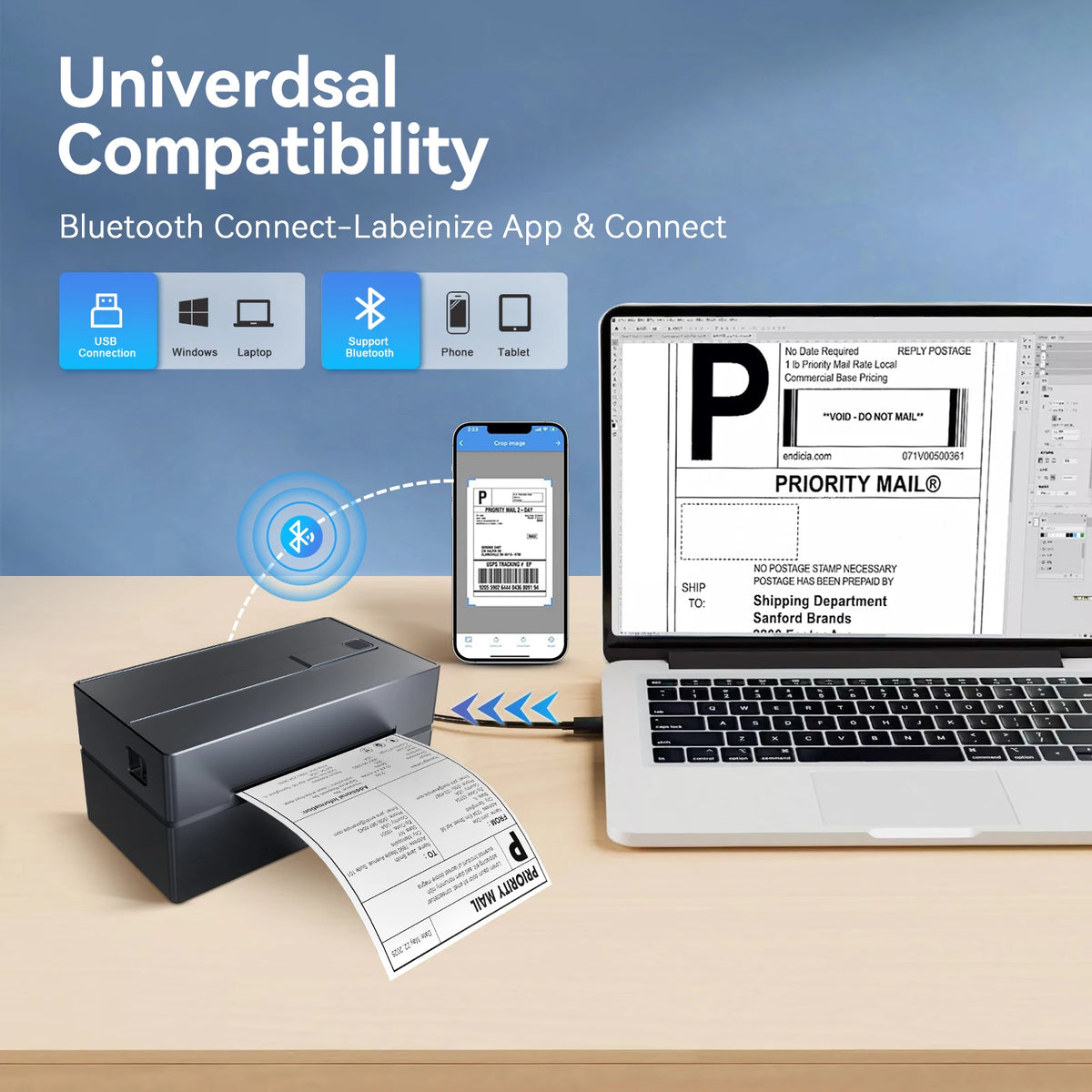 Portable Bluetooth Thermal Label Printer, 4x6 - Electronics & Accessories from Linloft.
