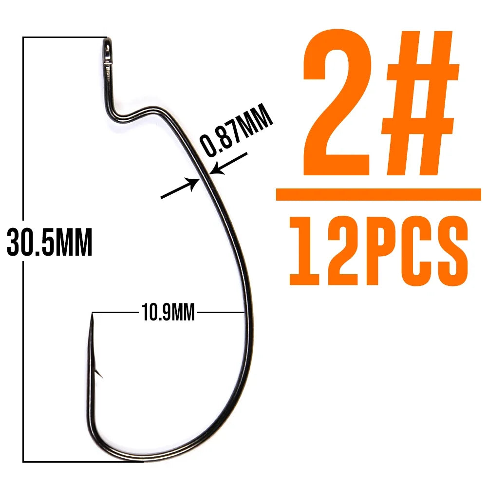 Thin Wire EWG Worm Hooks, 12-Pack - Fishing Hooks from Linloft.