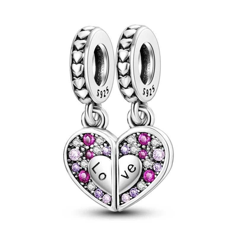 MULA Pink 925 Sterling Silver Charms Pendant Perfume Dreamcatcher Heart Love Beaded Fit Original Bracelet Women DIY Jewelry Gift - Bracelets from Linloft.