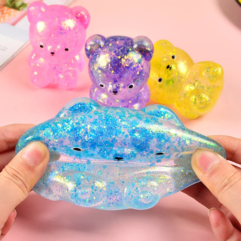 Glitter Gummy Bear Squishy Fidget Toy