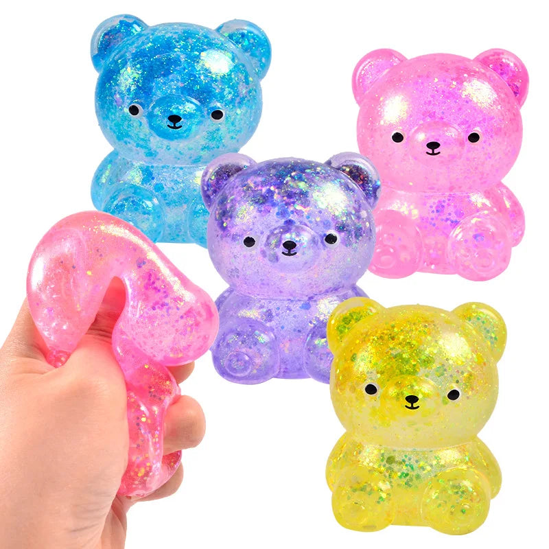 Glitter Gummy Bear Squishy Fidget Toy