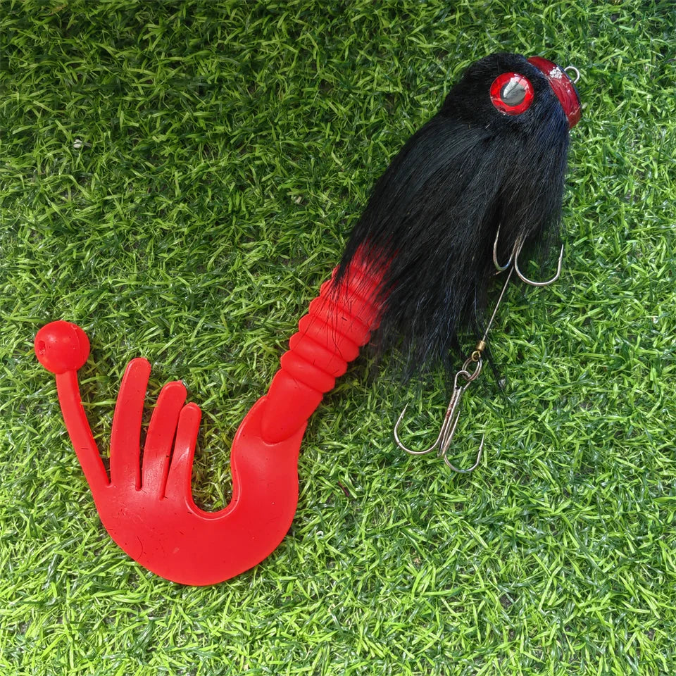 Fishing Lure 85g/23cm Artificial Fly Mouse Bait Bucktail Silicone Soft Big Deer Hair Rat Tackle Head Hooks Pike Bass Winter