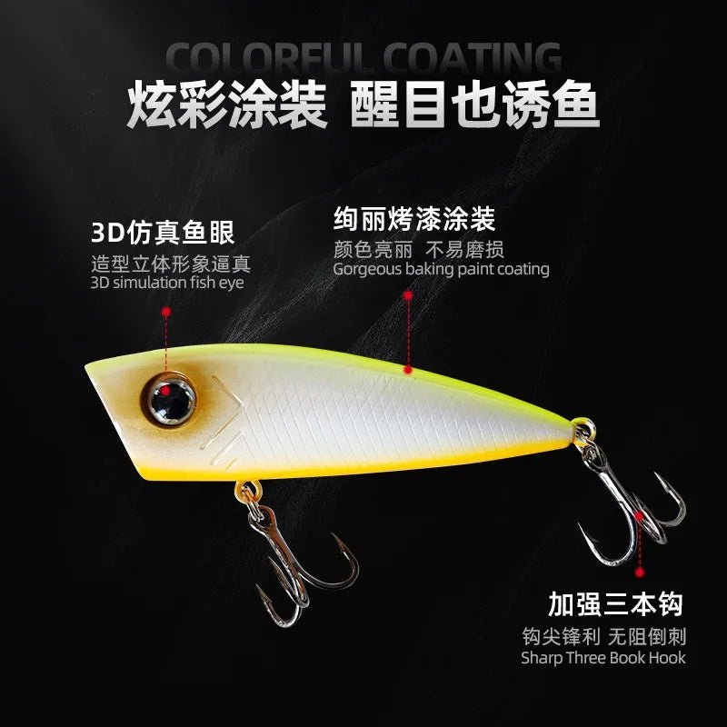 New Fishing Lures Topwater Popper Bait 6.3cm 6.3g Hard Bait Trout Bass Artificial Wobblers Plastic Lure Fishing Tackle with Hook