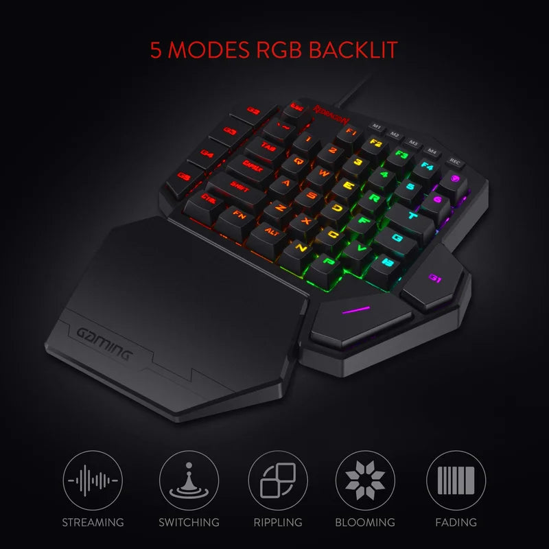 Redragon K585 DITI One-Handed RGB Mechanical Gaming Keyboard,Wrist Rest 42 Keys Type-C Professional Gaming Keypad Hot-Swappable
