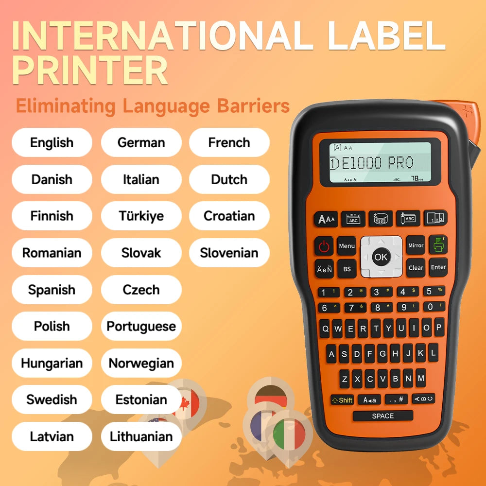 Industrial Labeling E1000 PRO Label Maker Printer Keyboard Symbol Compatible for Brother TZ231 Label Maker Tape Heat Shrink Tube