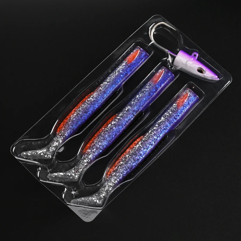 Paddle Tail Sandeel Soft Lure with Jig Head
