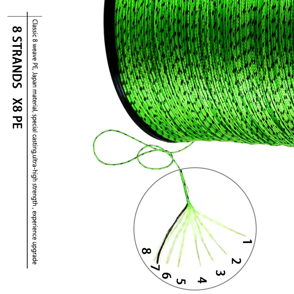 JOSBY Japan 8X 8 Strands Braided Fishing Line 100M 300M 500M Multifilament Speckled PE Wire Fly Sea Saltwater Freshwater Pesca - Fishing Tackle from Linloft.