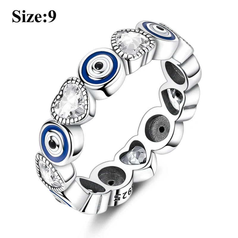 MULA Wedding Band Rings for Women Man 925 Sterling Silver Evil Eye Hand Celtic Knot Four-Leaf Clover Ring Stackable Jewelry Gift - Rings & Jewelry from Linloft.