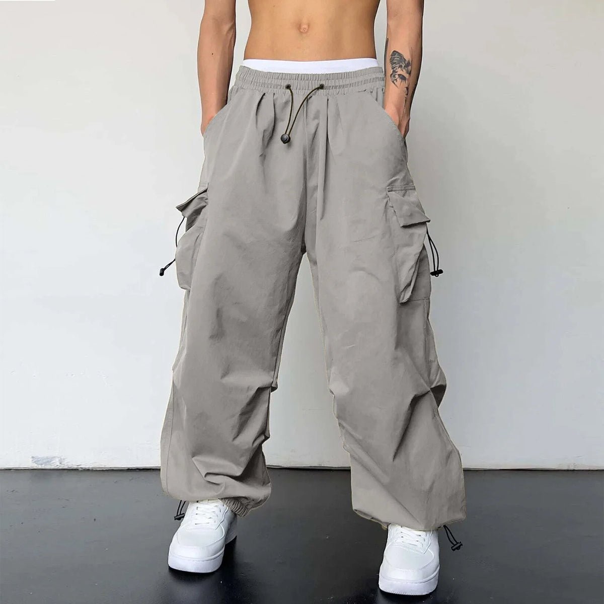 Harajuku Oversized Cargo Parachute Pants For Men Y2k Hip Hop Wide Leg Pants Joggers Streetwear Vintage Baggy Casual Sweatpants - Apparel & Accessories from Linloft.