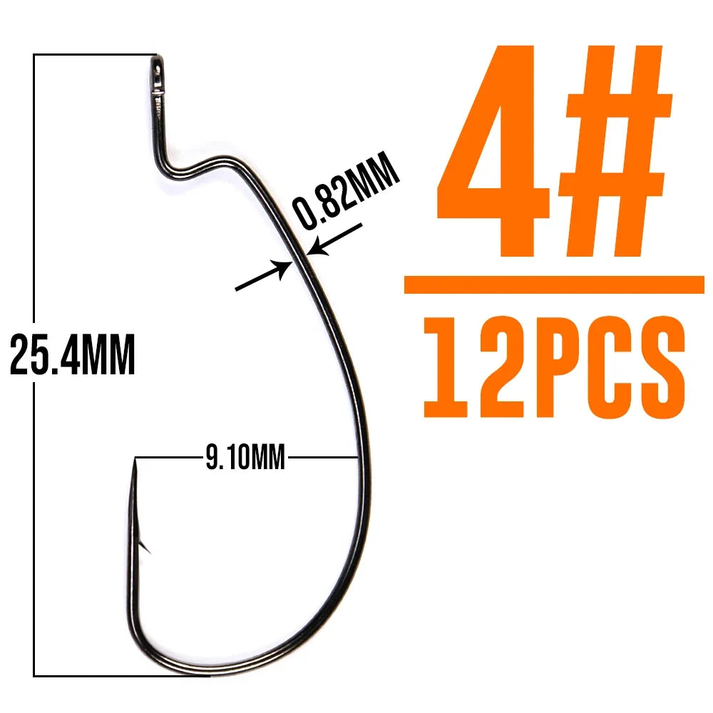 Thin Wire EWG Worm Hooks, 12-Pack - Fishing Hooks from Linloft.