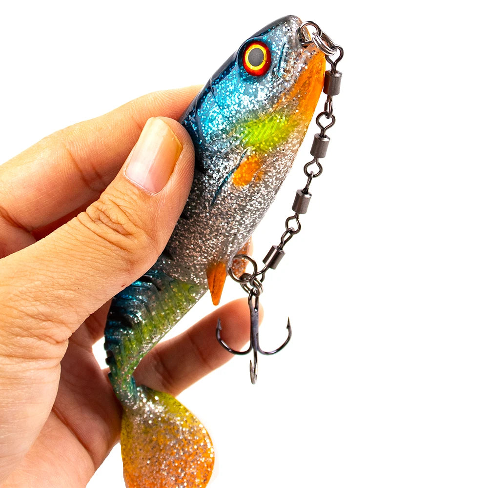 Magnisher Quality Soft Baits 10cm/13.5cm T-tail Silicone Fishing Lures with Hook Wobble Soft Lures Worm for Bass Trout Fishing - Fishing Hooks from Linloft.