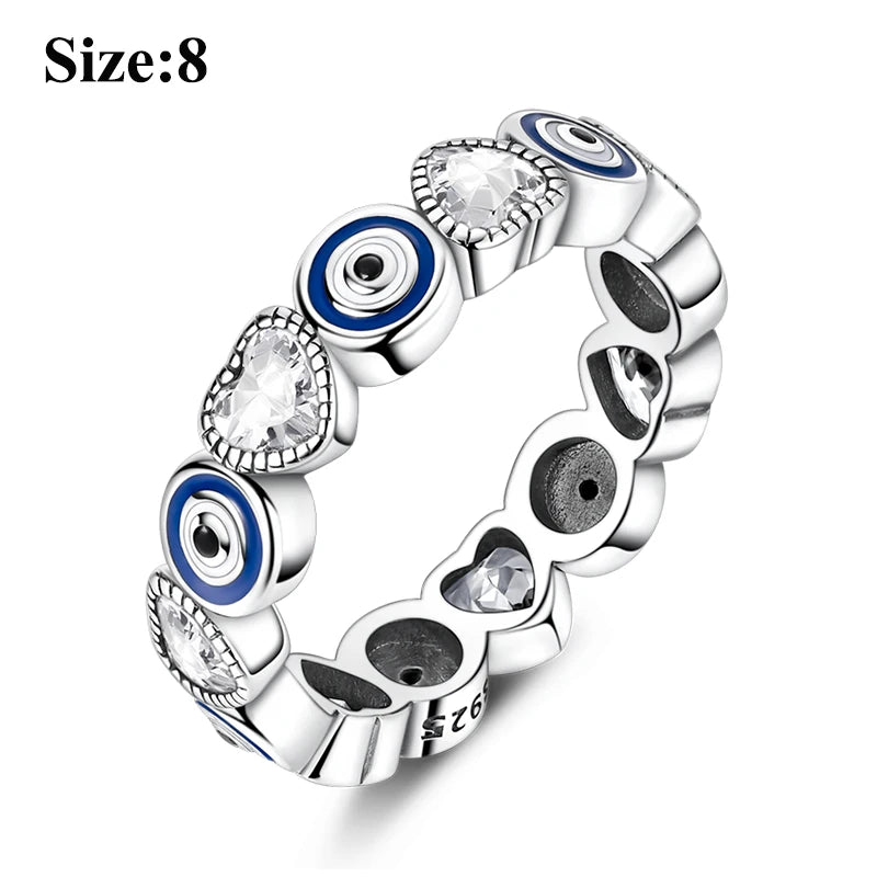 MULA Wedding Band Rings for Women Man 925 Sterling Silver Evil Eye Hand Celtic Knot Four-Leaf Clover Ring Stackable Jewelry Gift - Rings & Jewelry from Linloft.