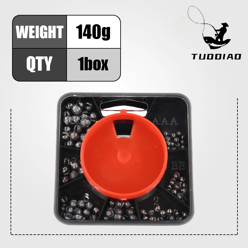 [TUODIAO]Boxed Split Shot Sinkers Set, Multiple Sizes Fishing Weights for Sea Fishing and Rock Fishing