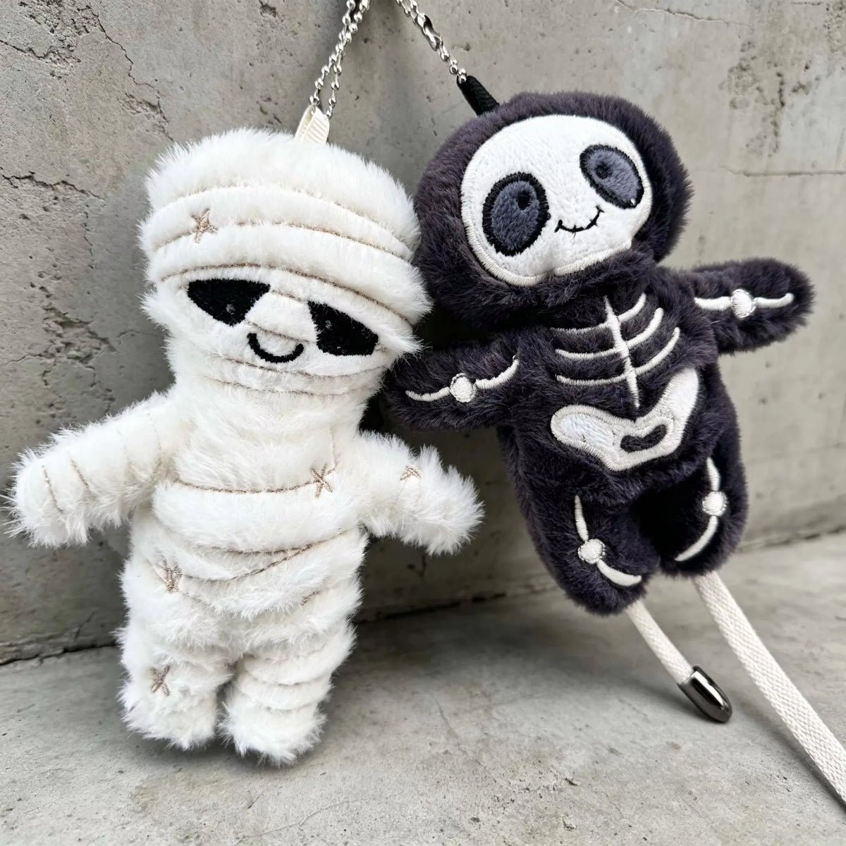 Cute Mummy Skeleton Plush Keychain Soft Stuffed Bag Pendant Halloween Keyring Gift Backpack Car Accessory - Necklaces from Linloft.
