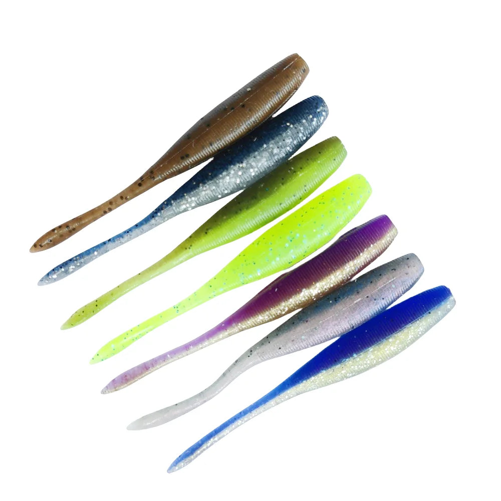 SWOLFY  75mm 2.5g Soft Swimbait Shad Stick Worm Fishing Lure Bait Artificial Straight Tail Salted Jig Bass Pike Tackle
