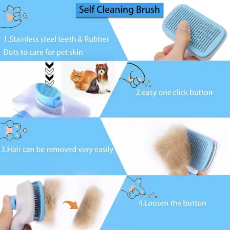 Dog Hair Remover Brush Cat Dog Hair Grooming And Care Comb For Long Hair Dog Pet Removes Hairs Cleaning Bath Brush Dog Supplies - Pet Supplies from Linloft.