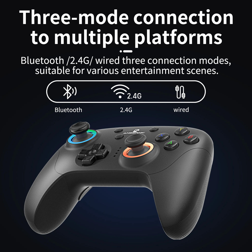 ANBERNIC RG P01 Retro Games Controller Wired/Wireless Bluetooth RGB Hall Effect Joystick XBOX Gamepad for PC Android IOS Steam - Gaming Accessories from Linloft.