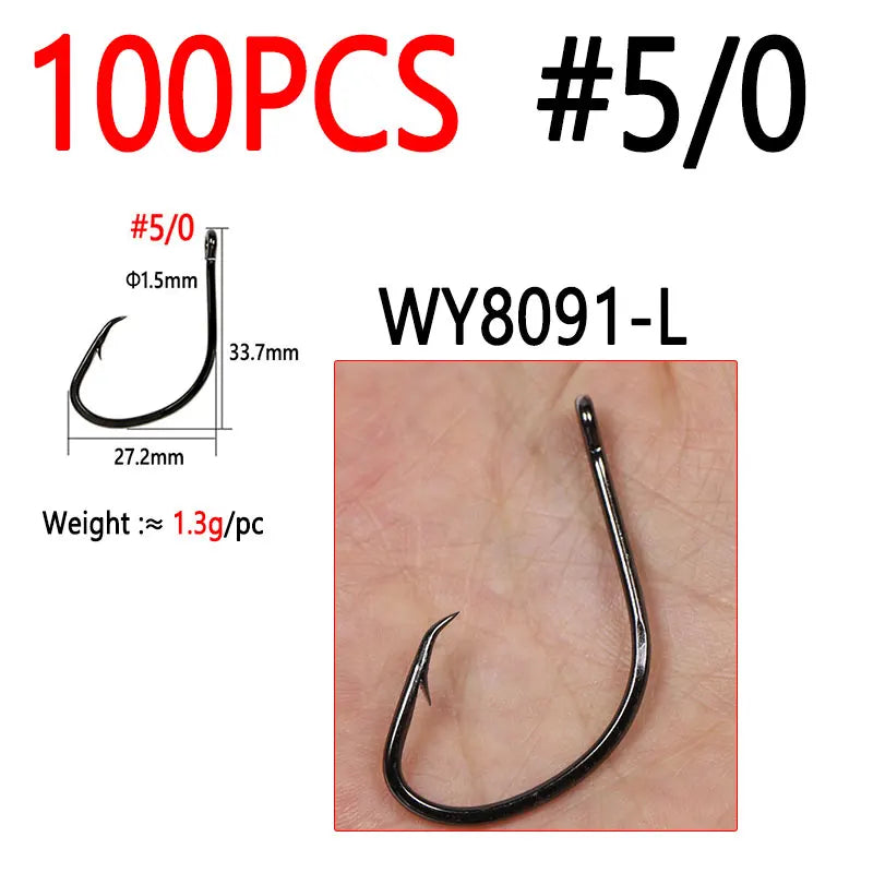 Bimoo 100PCS #1/0~#8/0 Light Offset Circle Fishing Hook For Live Bait Hook Corrosion Resistant Saltwater Freshwater Fishing - Fishing Hooks from Linloft.