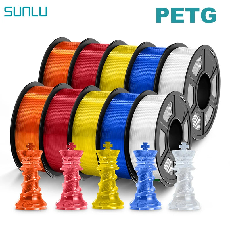 SUNLU PETG Filament 10KG 1.75MM 22LBS No Bubble Odorless Arrange Neatly Good Toughness BIodegradable High Transparency - 3D Printing Accessories from Linloft.