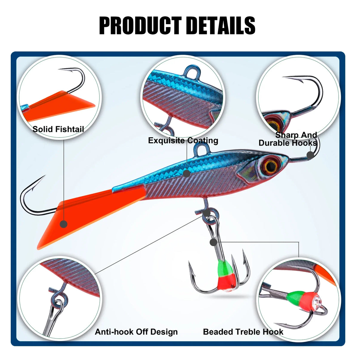 Goture Ice Fishing Lure Winter 40mm/15g Balancer 3D Eyes Jig Bait Artificial Hard Lure Jigging Balanced Fishing Bait Wobbler Set