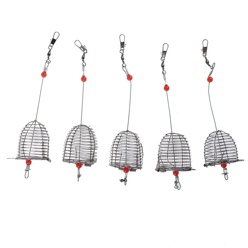 5 PCS Cage Bait Cage Fishing Bait Cage Stainless Steel Metal Fishing Bait Cage Fishing  Nesting Device Nesting Gear Accessories