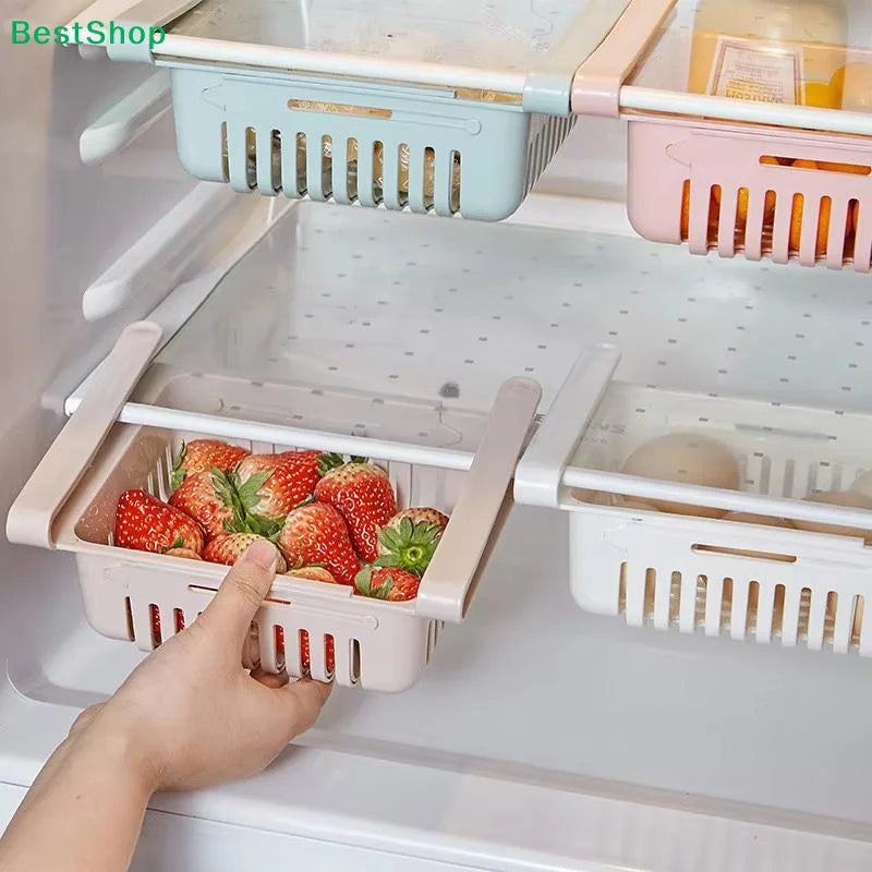 〔Q〕Kitchen Hanging Organizer Refrigerator Egg Fruit Storage Box Drawer Baskets Kitchen Accessories Fridge Organizer Shelf