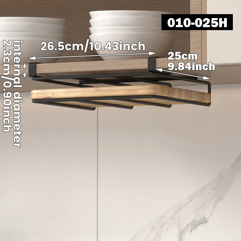 Kitchen Hanging Organizer Rack with Hooks Under Cupboard Multipurpose Wall-mounted Kitchen Organizers Storage Rack