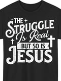 Plus Size, The Challenge Is Real, But So Is Christian Faith - T-Shirts, Plus Size Men'S Summer Clothing, Plus Size Summer Tops, Plus Size Men'S Tops And Shirts, Shipped from Local Warehouse - T-Shirts from Linloft.