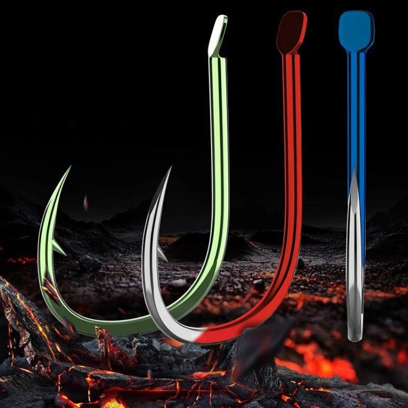 50Pcs-100Pcs ISEAMA Flat Fishing Hook High-Carbon Steel Barbed Fishing Hook Live Bait Holder Carp Fishing Worm Hooks Accessories - Fishing Hooks from Linloft.