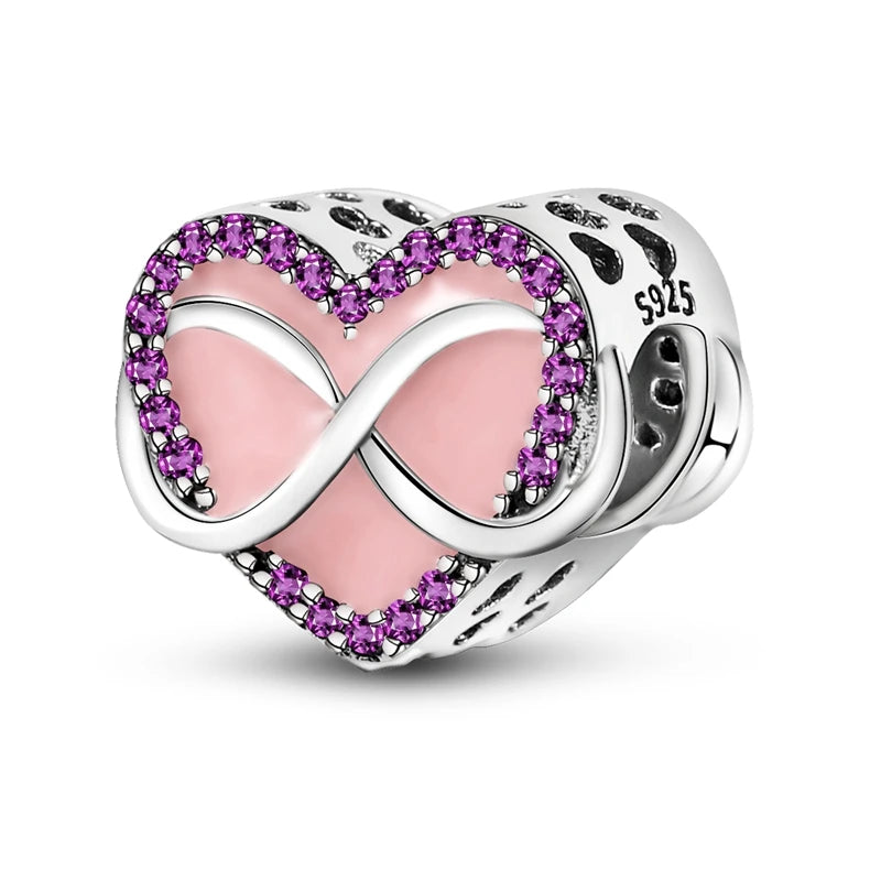 MULA Pink 925 Sterling Silver Charms Pendant Perfume Dreamcatcher Heart Love Beaded Fit Original Bracelet Women DIY Jewelry Gift - Bracelets from Linloft.