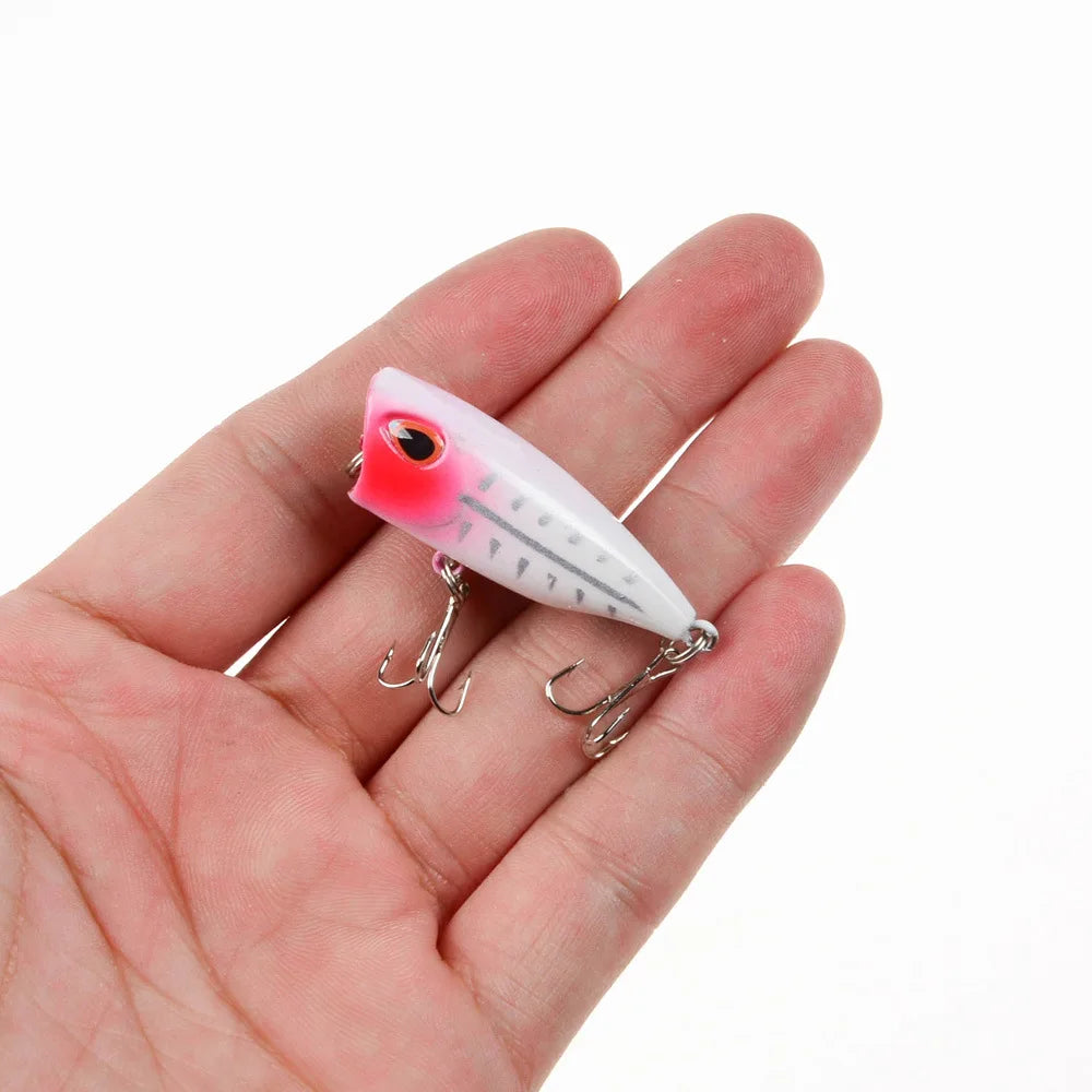 1pcs Fishing Lures 4cm 3.3g Topwater Popper Bait 11 Color Hard Bait Artificial Wobblers Plastic Fishing Tackle With 12# Hooks - Fishing Hooks from Linloft.