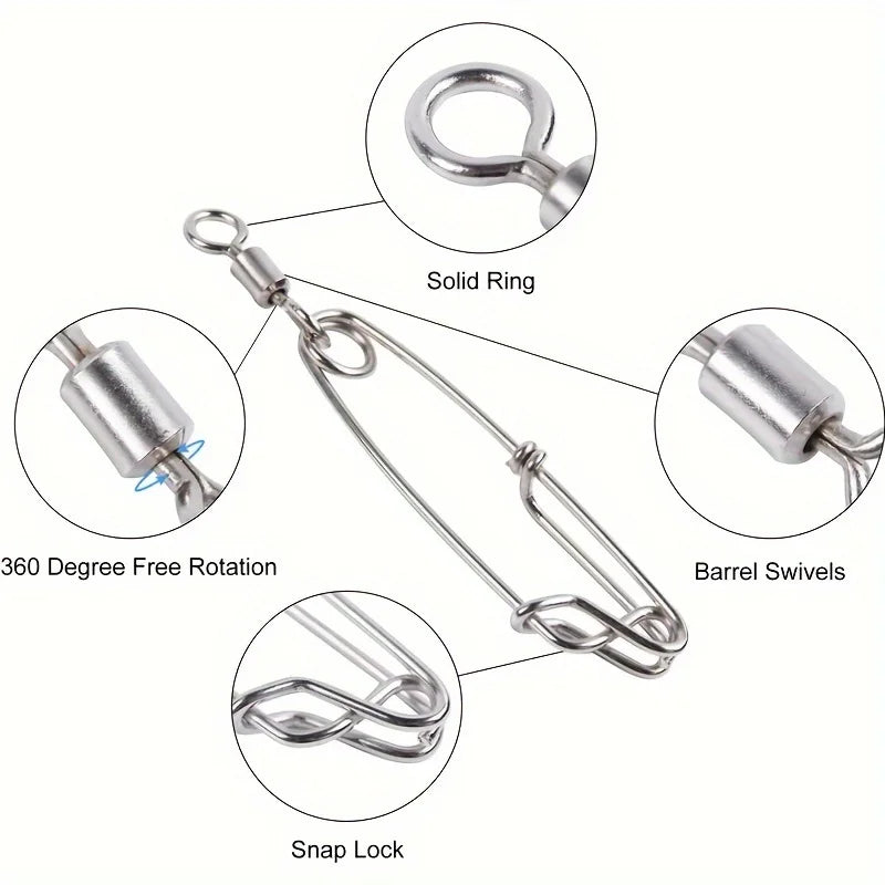 5pcs Longline Fishing Swivel Snap, Stainless Steel Longline Snap Swivels, Fishing Accessories, Eye-opening And Eye Closing Pin