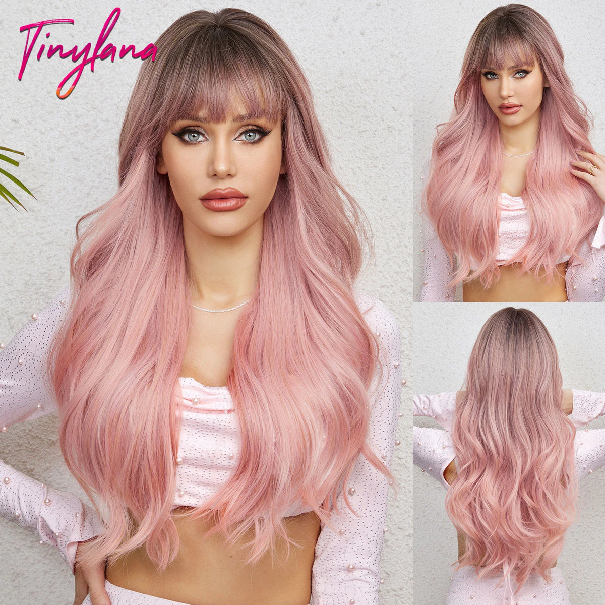 Long Wavy Synthetic Wig with Bangs - Apparel & Accessories from Linloft.