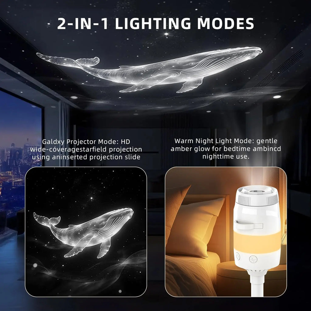 4K Galaxy Star Projector Night Light 2-in-1 USB RBG LED Night Light with 13 Projector Films 360° Adustable Brightness Control