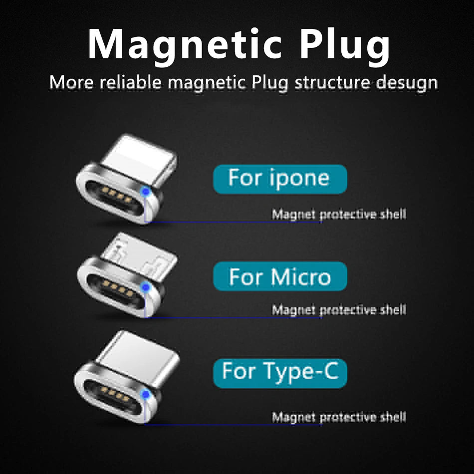 2022 New Round Magnetic Cable plug Type C Micro USB C Plugs Fast Charging Phone Microusb Type-C Magnet Charger Plug - Electronics & Accessories from Linloft.