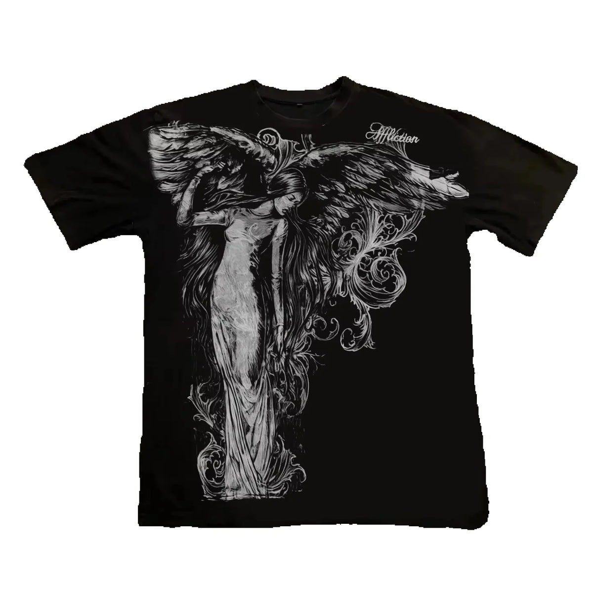 Oversized Y2K Gothic Print T-Shirt - T-Shirts from Linloft.
