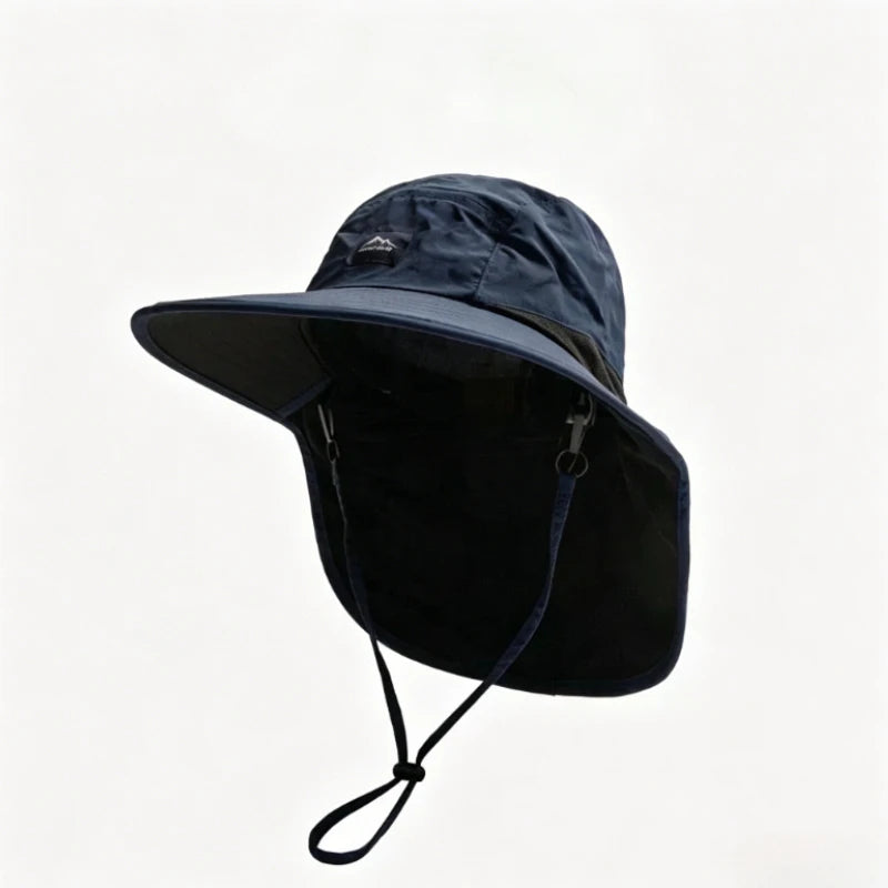 Caps Summer Wide Brim Neck Protection Unisex Bucket Hats Outdoor Visor Quick-drying Panama Sunscreen Tied Fishing Hiking Hat - Fishing Tackle from Linloft.