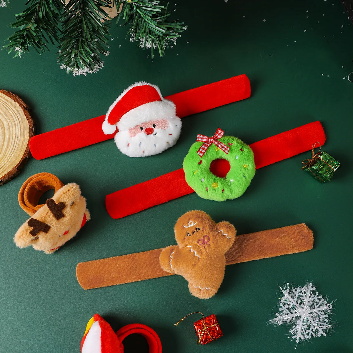 Christmas Decorations Plush Santa Claus Papa Ring Cartoon Cute Bracelet Toys Children's Gifts - Bracelets from Linloft.