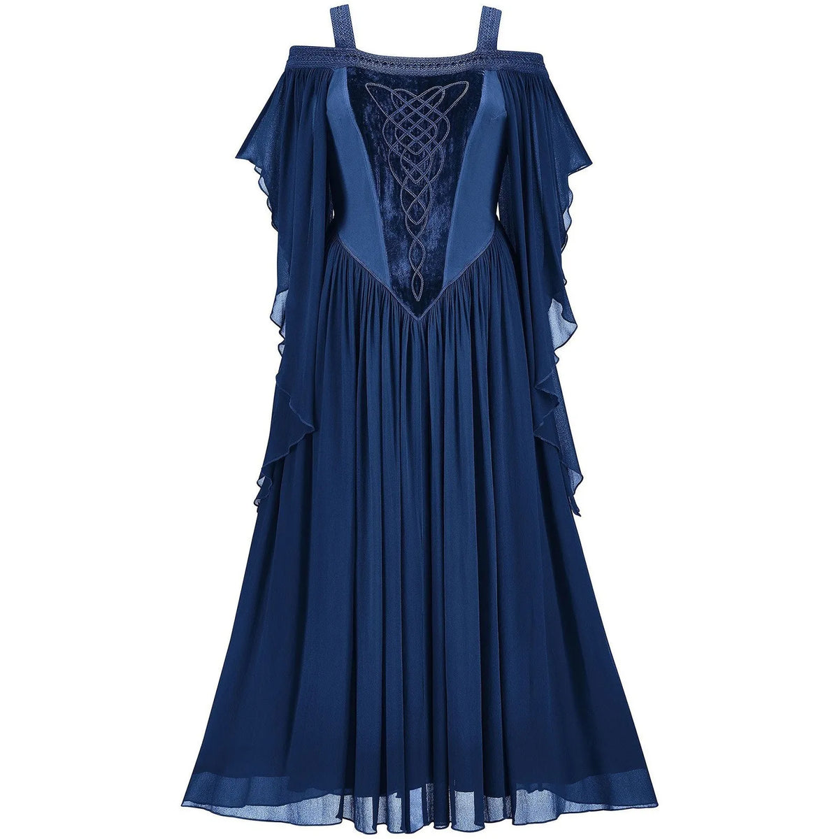 Medieval Witch Dress Women Halloween Carnival Party Fancy Dresses Cold Shoulder Butterfly Sleeve Cosplay Halloween Gothic Dress